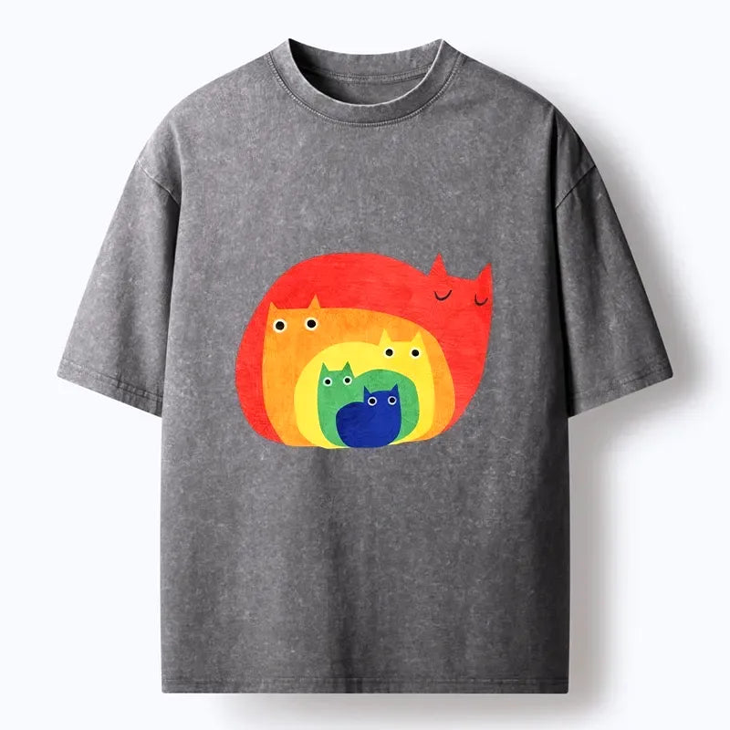 Kyoto-Lion Pride Love Inside Every Cat Shape Washed T-Shirt