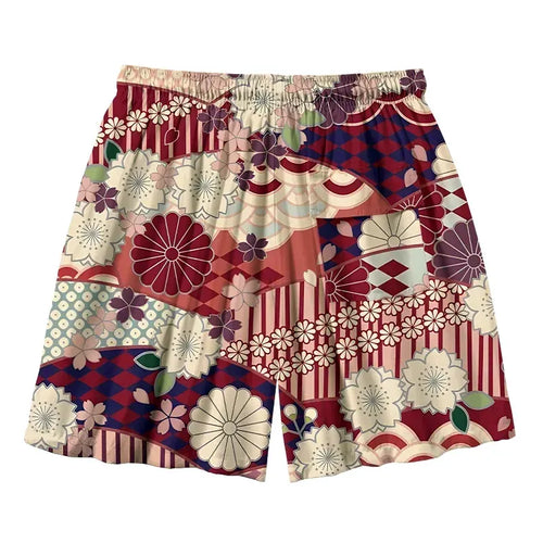 Vintage Ukiyo-e Style Swim Trunks for Vacation