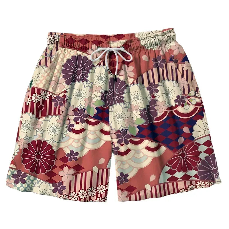 Kyoto-Lion A Floral Fusion Aloha Mens Swim Trunks