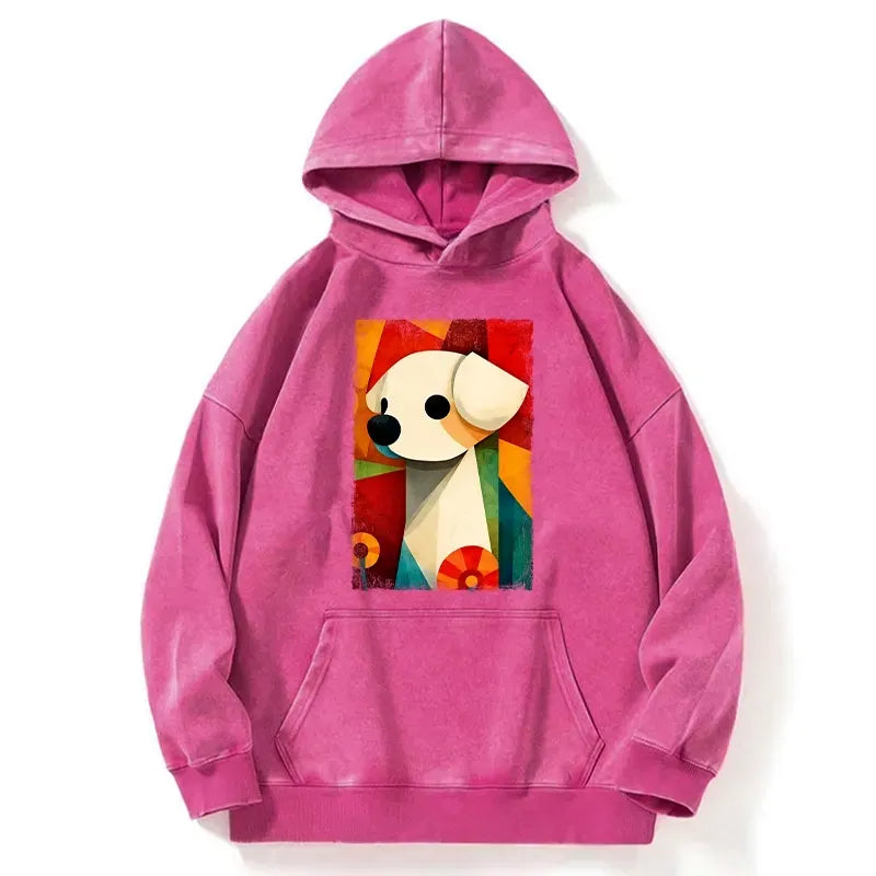 Retro Japanese Puppy Art Washed Hoodie