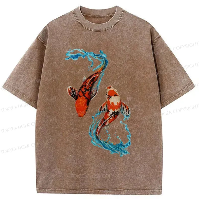 Kyoto-Lion Red Koi Japanese Washed T-Shirt