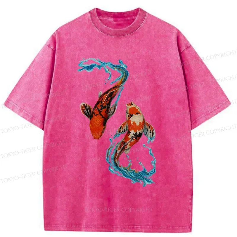 Japanese Koi Washed T-Shirt for Streetwear