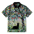Japanese Black Cat Button-up Shirt for Streetwear