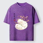 Soft Sakura Cat Ukiyo-e T-Shirt for Daily Wear