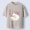 Sakura Cat Washed T-Shirt for Peaceful Sleep