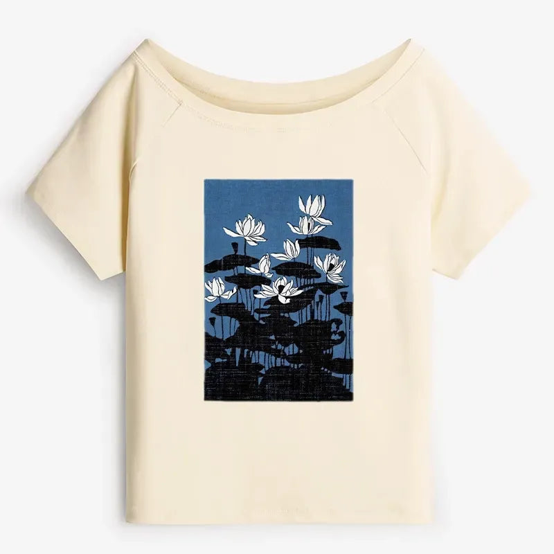 Off Shoulder T-Shirt for Summer Vacation