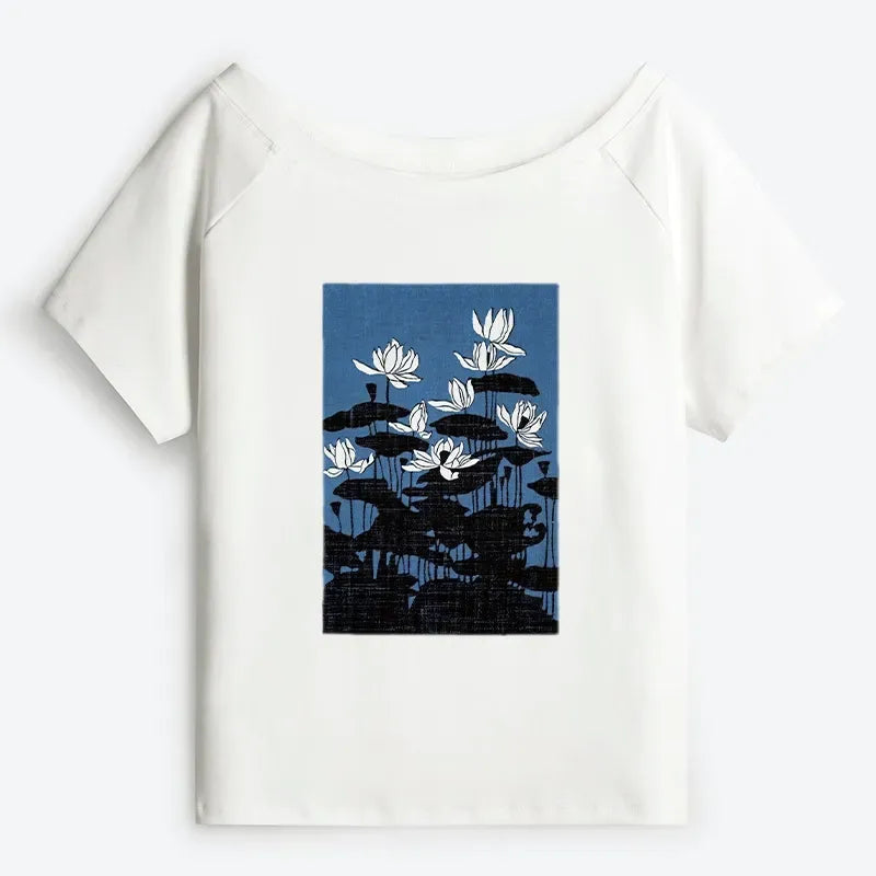 Off Shoulder T-Shirt for Summer Vacation