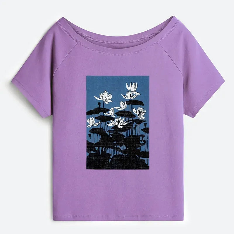 Off Shoulder T-Shirt for Summer Vacation