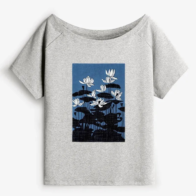 Off Shoulder T-Shirt for Summer Vacation