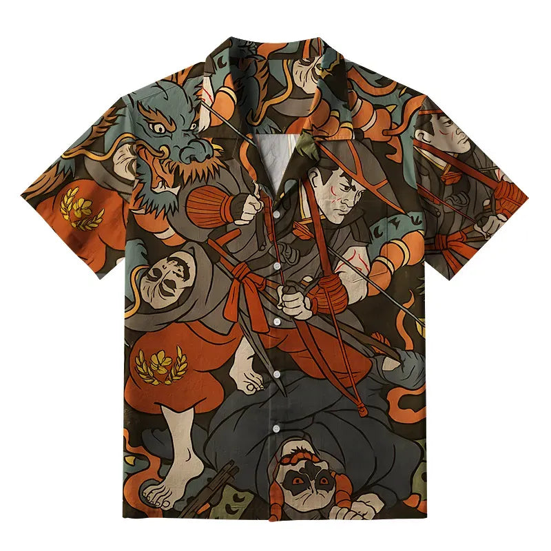 Vintage Kyoto Lion Hawaiian Shirt Gift for Him