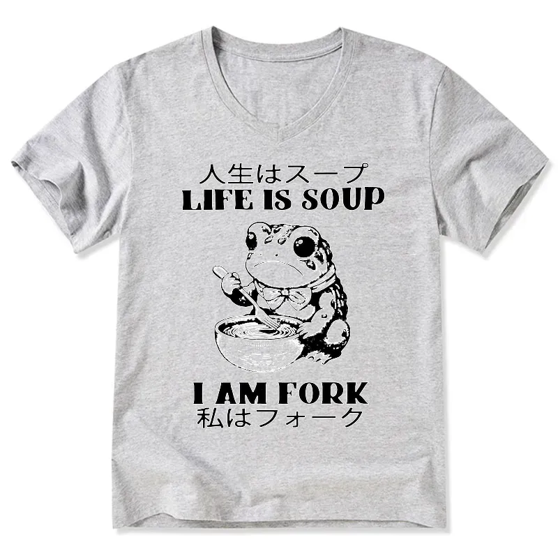 Kyoto-Lion Life Is Soup I Am Fork V-Neck Classic T-Shirt