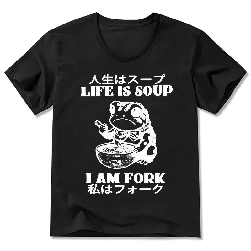 Japanese V-Neck T-Shirt for Everyday Wear