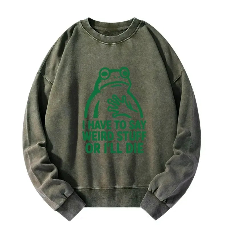 Kyoto-Lion Weird Frog Funny Meme Washed Sweatshirt