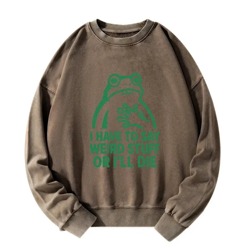 Kyoto-Lion Weird Frog Funny Meme Washed Sweatshirt