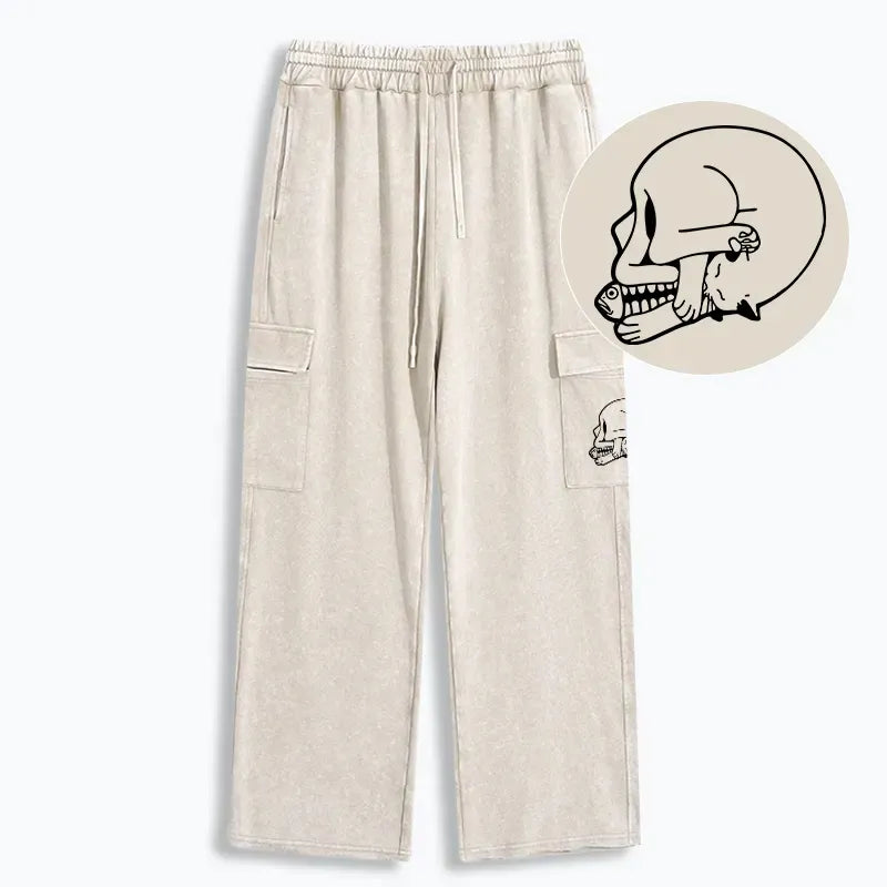 Funny Cat Eating Fish Sweatpants for Vacation
