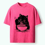 japanese style washed cat tee for gift