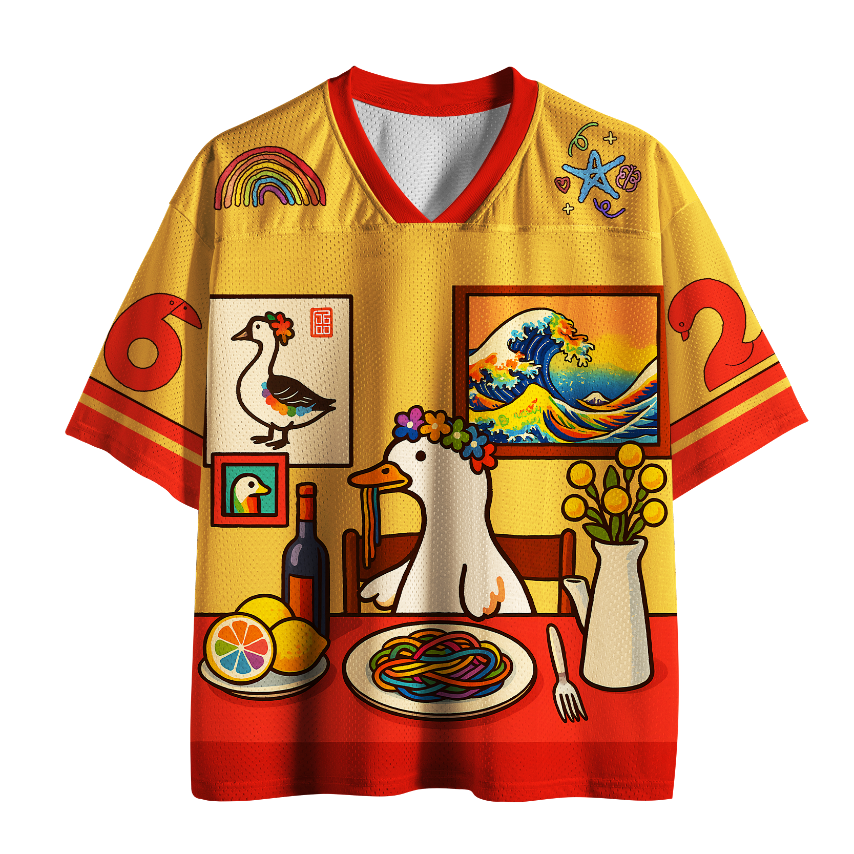Kyoto-Lion Rainbow Pasta Duck Mesh Jersey