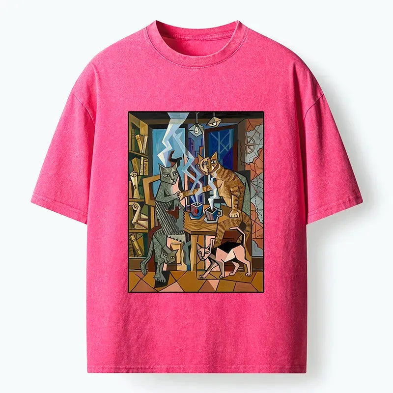 washed japanese cat tee for daily wear