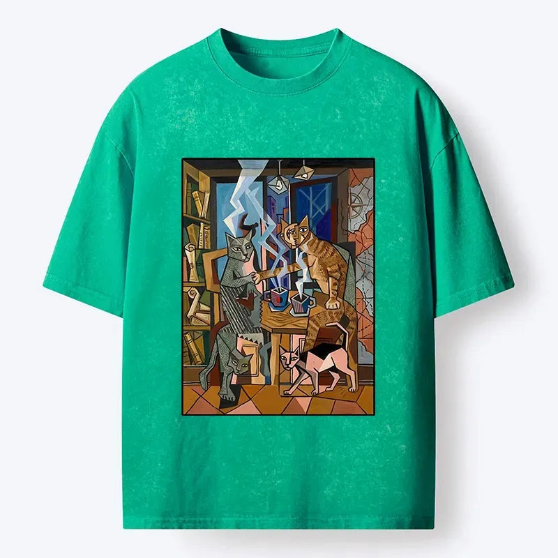 kyoto lion cubist cat t-shirt gift idea