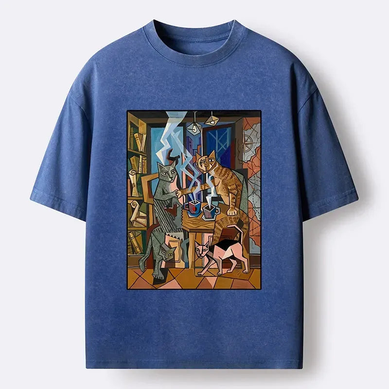 kyoto lion cubist cat t-shirt gift idea