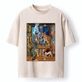 Kyoto-Lion Cubist Coffee Cats Room Art Washed T-Shirt