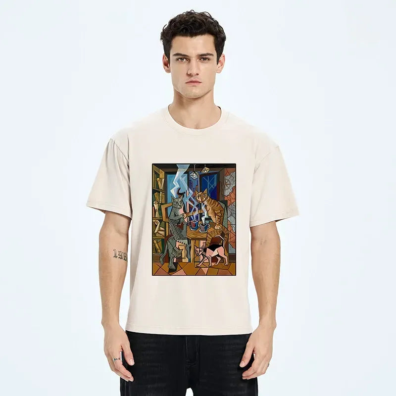 kyoto lion cubist cat t-shirt gift idea