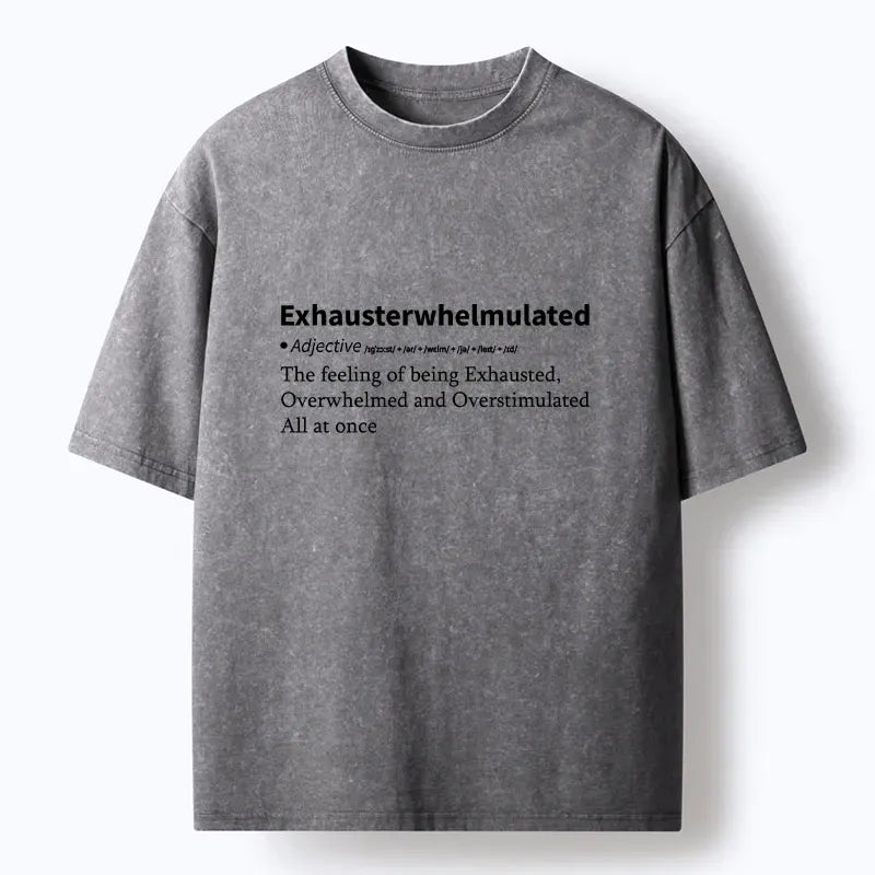 Kyoto-Lion Exhausterwhelmulated Funny Washed T-Shirt