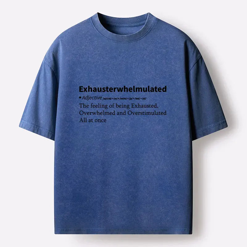 Kyoto-Lion Exhausterwhelmulated Funny Washed T-Shirt
