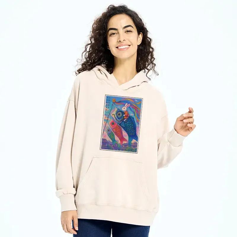 Japanese Ukiyoe Rabbit Hoodie for Daily Wear