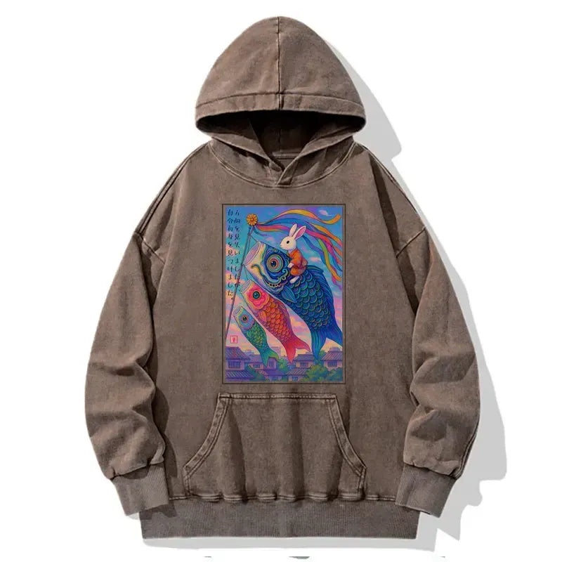 Japanese Ukiyoe Rabbit Hoodie for Daily Wear