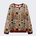 Kyoto-Lion Patchwork Cat Mosaic Christmas Ugly Sweatshirt