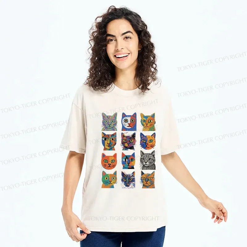 kyoto abstract cats collection unisex t-shirt