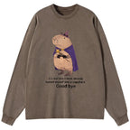 Kyoto-Lion Funny Wizard Capybara Washed Long Sleeve T-Shirt