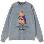 Kyoto-Lion Funny Wizard Capybara Washed Long Sleeve T-Shirt