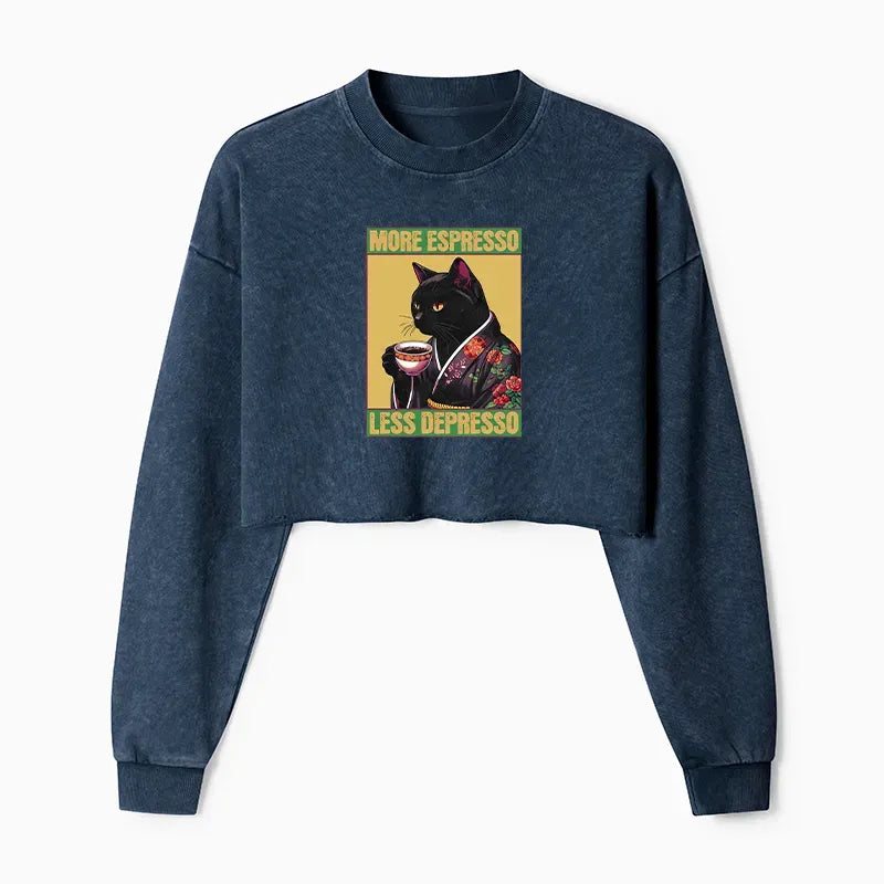 Japanese washed crop sweatshirt for women