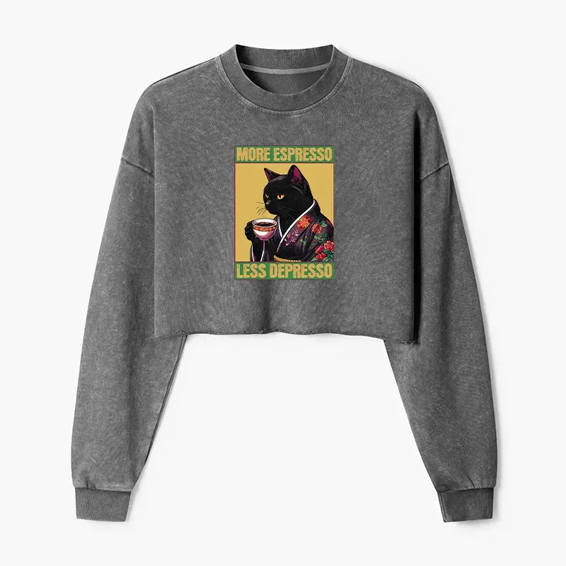Japanese washed crop sweatshirt for women