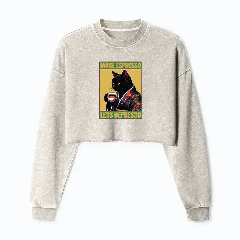 Japanese washed crop sweatshirt for women