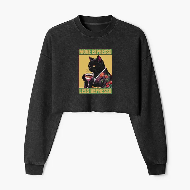 Japanese washed crop sweatshirt for women
