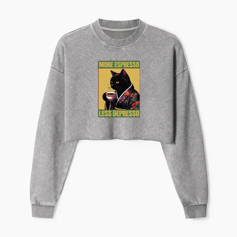 Japanese washed crop sweatshirt for women