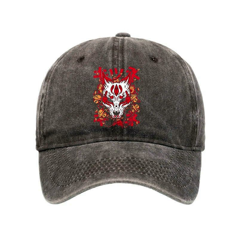 Kyoto-Lion Japanese Kitsune Mask Washed Cap