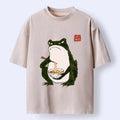 Kyoto-Lion Grumpy Frog Loves Ramen Washed T-Shirt