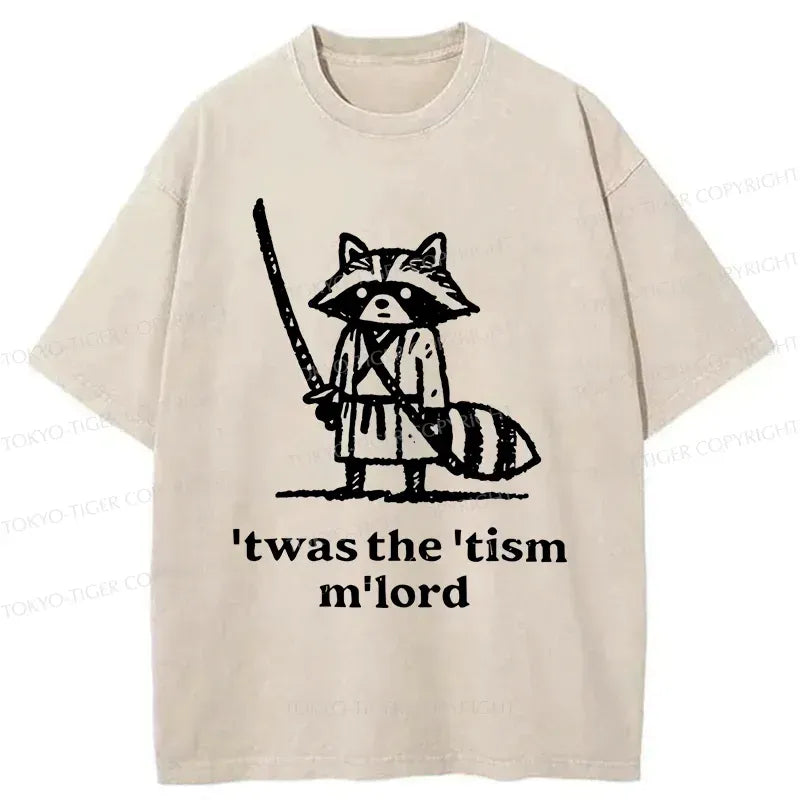 Samurai Raccoon Washed T-Shirt for Summer
