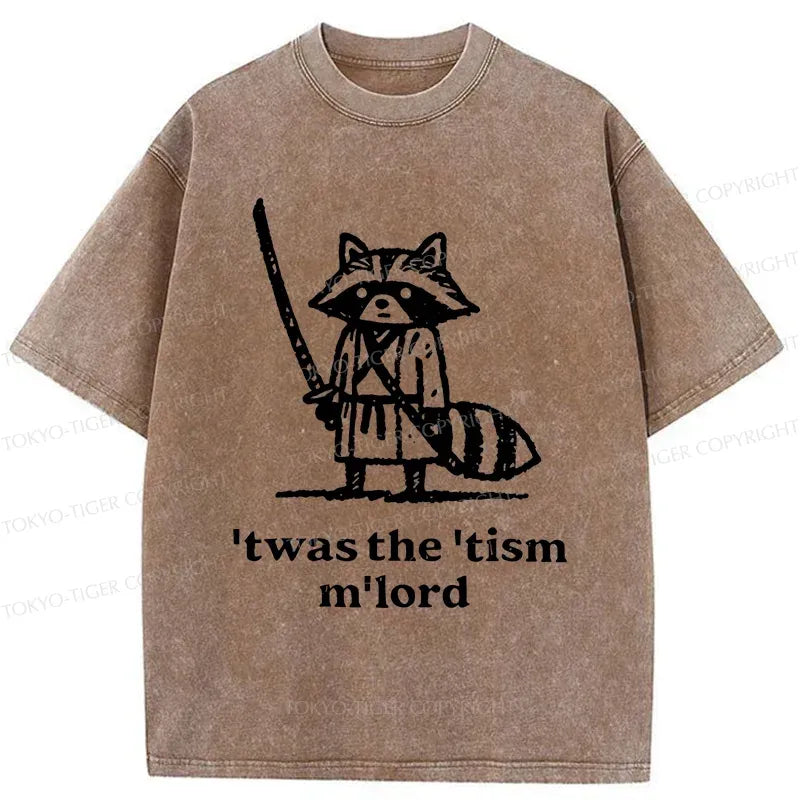 Samurai Raccoon Washed T-Shirt for Summer