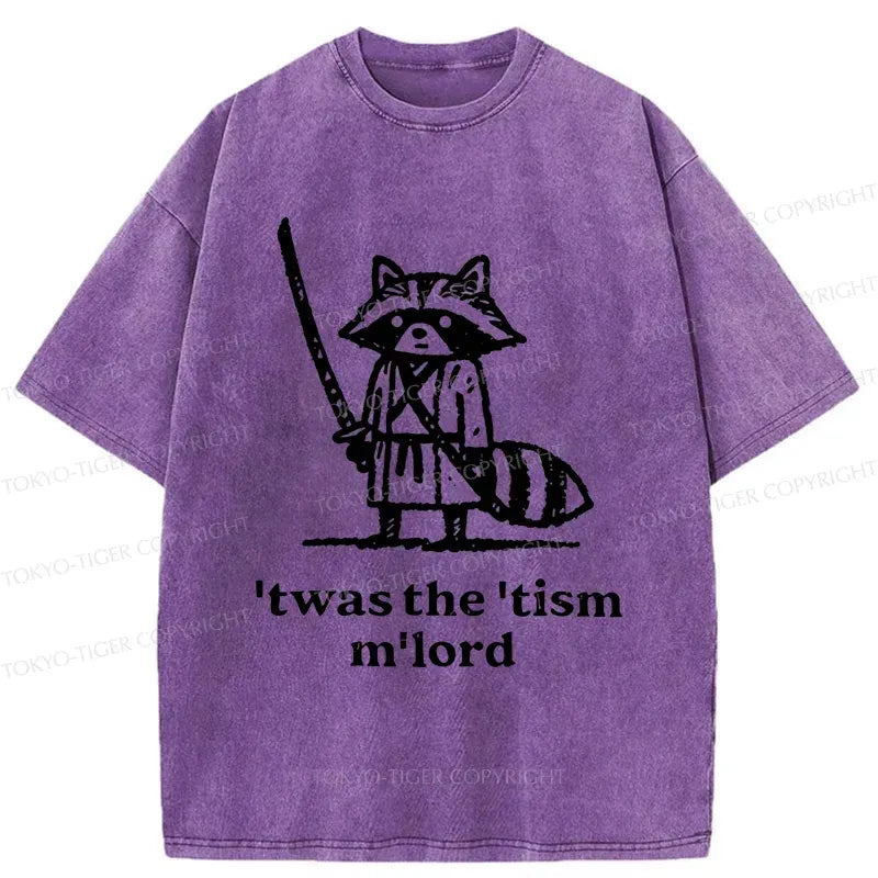 Samurai Raccoon Washed T-Shirt for Summer