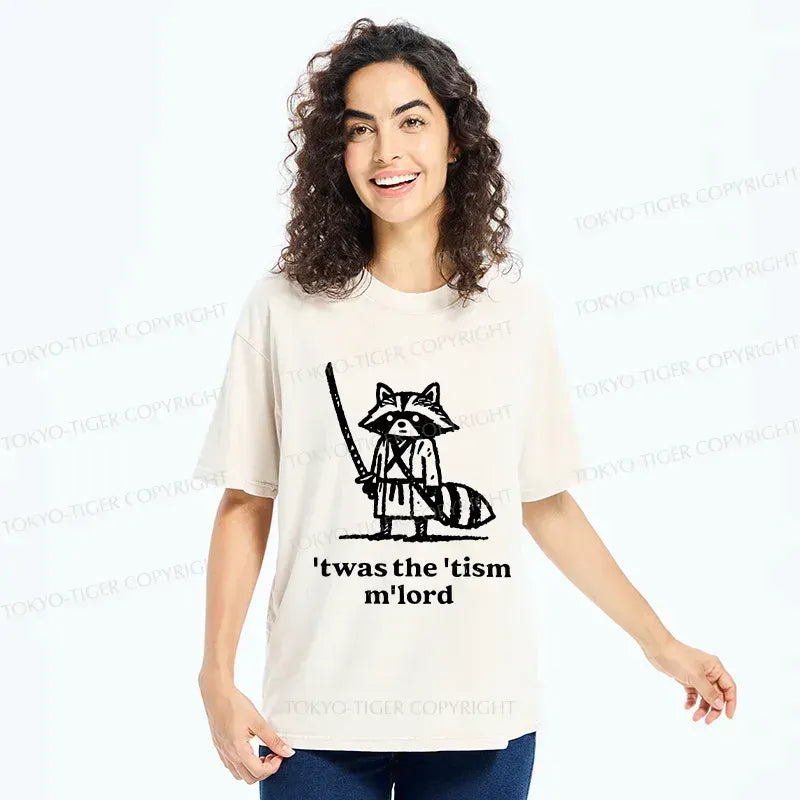 Kyoto-Lion Focused Samurai Raccoon Washed T-Shirt
