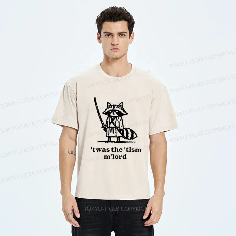 Samurai Raccoon Washed T-Shirt for Summer