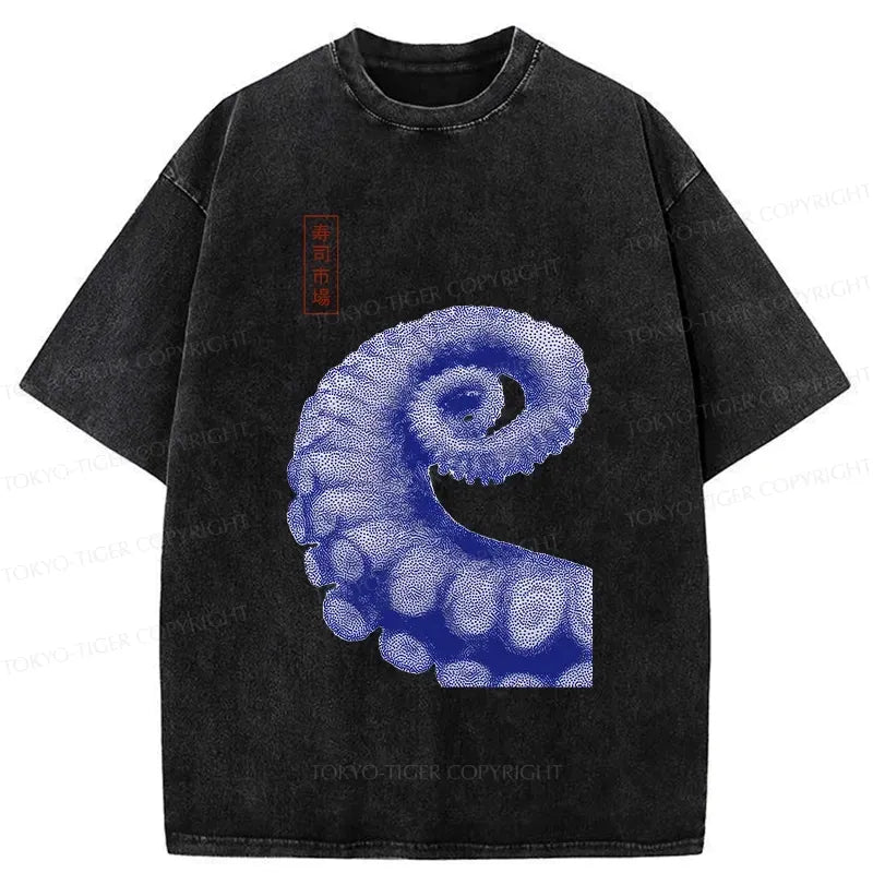 Kyoto-Lion Octopus Tentacle Washed T-Shirt