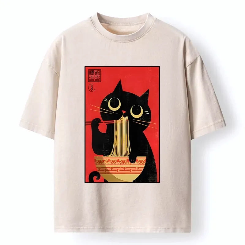 Cat Eats Ramen Tee for Daily Wear
