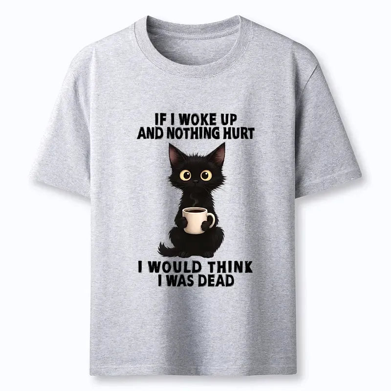 Funny Cute Black Cat Coffee Meme T-Shirt