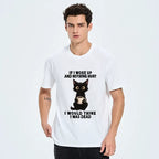 Kyoto-Lion Funny Cute Black Cat And Coffee Meme Classic T-Shirt